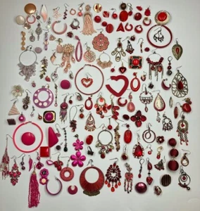 Über 140 einzelne Ohrringe rosa rot cremefarben Schmuck Posten Wiederverwendungszweck Altware - jetzt - Bild 1 von 18