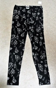 Jessica Simpson Girls' Black Floral Full Length Leggings - Size 10 - Picture 1 of 2