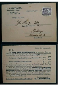1930 Hungary Commercial Postcard ties 4F Crown stamp canc Budapest to Bottrop - Picture 1 of 3