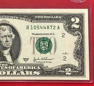 2003 A $2 TWO DOLLAR BILL ( NEW YORK B ) UNCIRCULATED - Picture 1 of 3