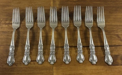 1847 Rogers Bros Heritage Juego de 8 tenedores de cena cubiertos cubiertos cubiertos Foto 1 de 4