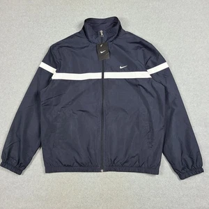 Nike Classic Windbreaker Jacket Mens L Navy Blue White Full Zip Long Sleeve Mesh - Picture 1 of 15