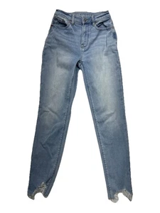 Pantalones de mezclilla para mujer American Eagle de punto suave para mamá - talla 0 regular, puño con dobladillo crudo - Imagen 1 de 10