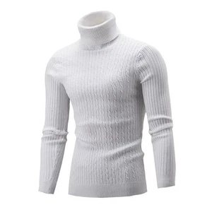 Mens Knitted Sweater Winter Warm Turtle Neck Jumper Pullover Casual Knitwear Top - Picture 1 of 30