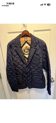 100% Authentic￼Burberry Men's Clifton Quilted Blaz Navy Size 54 / US 44 L Large - Image 1 of 4