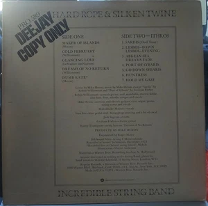 INCREDIBLE STRING BAND TEST PRESSING LP HARD ROPE & SILKEN TWINE REPRISE 1974 - Picture 1 of 2