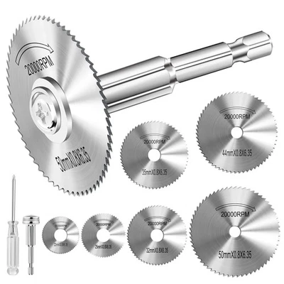 Cutting Wheel for Drill 1/4 Inch Hex Shank Rotary Drill Saw, 6Pcs HSS Saw Blades - Image 1 of 4