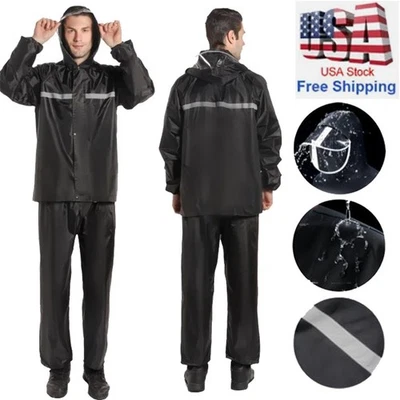 Traje de Lluvia para Hombres Mujeres Chaquetas Pantalón Equipo Reflectante Impermeable Moto Hivis Foto 1 de 4