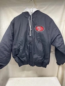 Vintage San Francisco 49ers Chalk Line Black And Red Jacket Large Made In USA - Picture 1 of 3