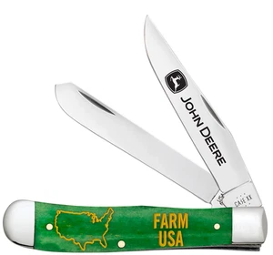 Case xx Knives Trapper John Deere FARM USA Green Bone 15794 Pocket Knife - Picture 1 of 4