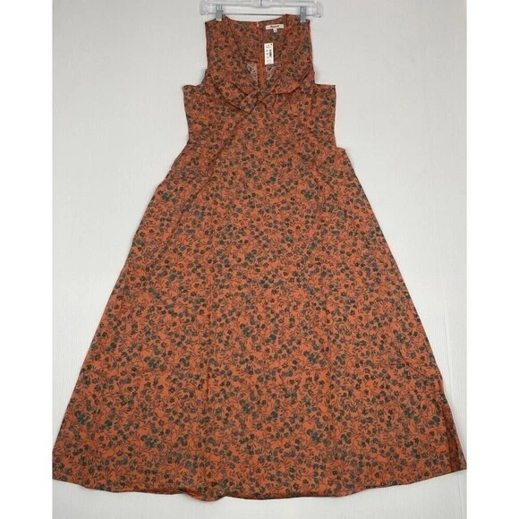 Madewell Stephanie Dress Twist Front Midi Dress Floral Sunset Haze Women Size 8