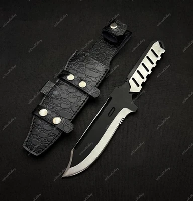 Cuchillo réplica serpiente antigua hecho a mano MGS4 cuchillo espiga completa con funda de cuero Foto 1 de 4
