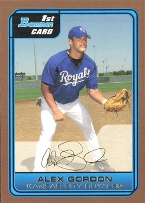 2006 Bowman GOLD 1st Bowman Prospects #B1 Alex Gordon - Kansas City Royals - Image 1 of 2
