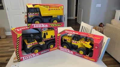 Tonka Mighty 728 Loader 748 Backhoe 768 Dump Truck Set! New In Box! - Image 1 of 4