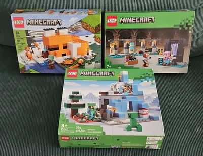 Lego Minecraft Lot 3 New Sets Fox Lodge Armory Frozen Peaks 21252 21178 21243 - Image 1 of 4