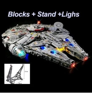 Millennium Ship Falcon Model Bricks Building Blocks -Stand and Lights - Picture 1 of 8