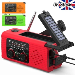 Emergency Hand Crank Solar Radio AM/FM Wind Up Radio Power Bank LED Flashlight - Picture 1 of 16