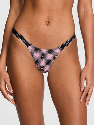 Victoria's Secret ROSA - M Logo Algodón Micro Tanga Panty Rosa Negro Cuadros Mediano Foto 1 de 4