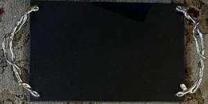 Michael Aram Olive Branch Black Granite Cheese Board Serving Tray 15"x 7 1/2" - Picture 1 of 9