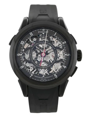 Cronógrafo Perrelet Rattrapant A1045 preto PVD esqueleto de aço 43MM - LEIA A DESCRIÇÃO - Imagem 1 de 4