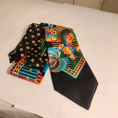 Vitaliano Pancaldi Men's Satin Silk Tie  Abstract Multicolor Handmade Italy - image 1 of 4