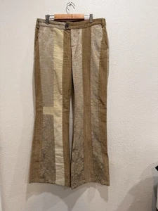 Vintage CUSTO BARCELONA Y2K Flared Embroidered Striped TROUSERS Sz 8 EU Sz 42 - Picture 1 of 8