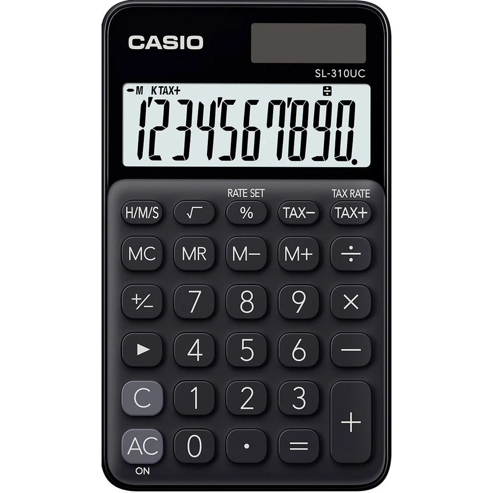 Casio SL-310UC-BK  Taschenrechner Schwarz Display (Stellen): 10 solarbetriebe... - Bild 1 von 1