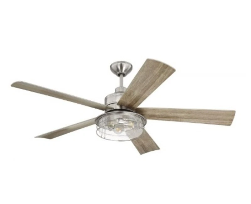 Kit de ventilador de teto e luz interna artesanal GAR56 56 polegadas Garrick - Níquel - Imagem 1 de 1