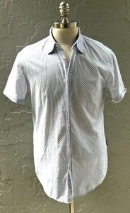 Camisa Hugo Boss Para Hombre Calce Ajustado Manga Corta Con Botones Grande L Azul Púrpura - Imagen 1 de 7