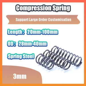 3mm Spring Steel Black Compression Spring 28-40mm OD 20-100mm Length Rust Proof - Picture 1 of 6