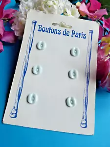 64 / Splendid Plate 6 Buttons Sky Blue Retro Buttons of Paris Ép. Vintage - Picture 1 of 5