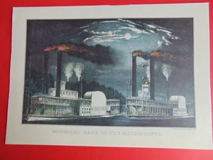 Currier & Ives Kalender Topper Print 1991 MIDNIGHT RACE ON THE MISSISSIPPI - Bild 1 von 1