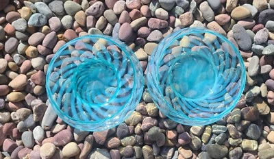 2 件复古浅蓝色蛋白石漩涡碗模具吹制 — 第 1/4 张图片