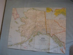 VINTAGE STATE OF ALASKA MAP July 1959 National Geographic - Picture 1 of 2