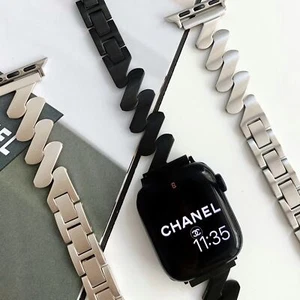 Wavy Matt Stainless Steel Strap Metal Band For Apple Watch Ultra/8/7/SE/6/5/4/3 - Zdjęcie 1 z 19