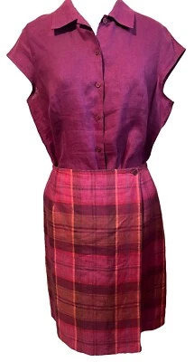 Falda envolvente Jones New York para mujer talla 12 100 % lino largo hasta la rodilla EE. UU. Pld ligeramente usada Foto 1 de 4