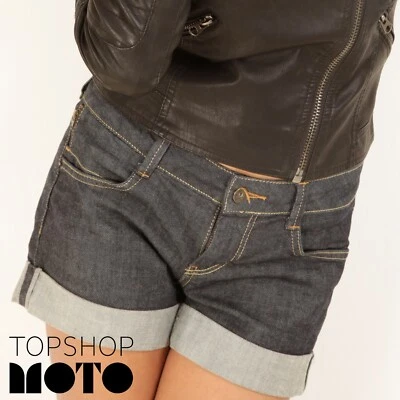 Темные вареные джинсовые мини-шорты Topshop Moto со средней посадкой - Изображение 1 из 2