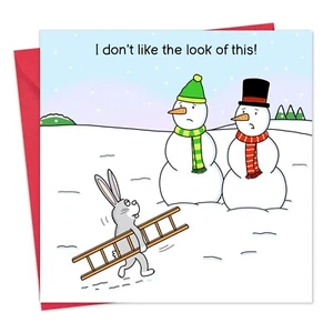 Funny Christmas Card Worried Snowmen - Merry Christmas Card Funny - Xmas Card - Picture 1 of 7