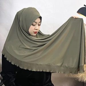 Muslim Women Pull On Ready Turban Hijab Instant Long Scarf Wrap Headscarf Stoles - Picture 1 of 34