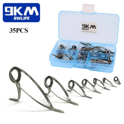 9KM DELIFE 35pcs Titanium Oxide Fishing Rod Guide Set Rod Building Tip Rod Repair Slatwater