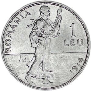 ROMANIA coin 1 Leu 1914 aUNC