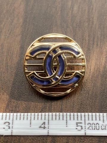 Chanel Vintage Parts Button coco logo Blue Gold Free shipping Cover