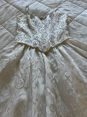 Vintage Custom Made Ivory Corset Beaded Design Ball gown Skirt Sleeveless Small - Image 1 of 4