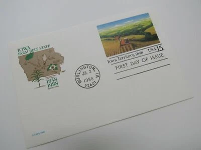 USPS Scott UX123 15c Iowa Territory 1838 First Day of Issue Postal Card - Image 1 of 4