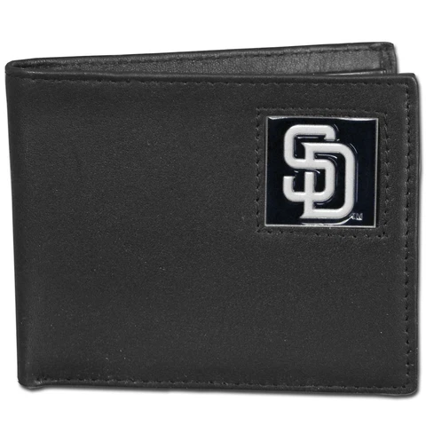 San Diego Padres Bi-Fold Fine Grain Leather Wallet, MLB Boxed Cover