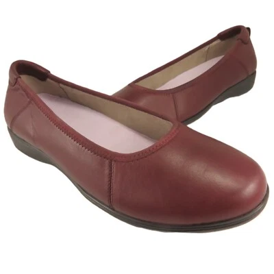 NUEVO ~ Aravon ABBEY Ballet Pisos Mujer Talla 10D Cuero Merlot Sin Cordones #Cl2106 Foto 1 de 4