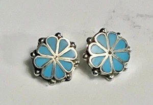 Zuni Turquoise Clip On Earrings Sterling Silver .925 - Picture 1 of 5