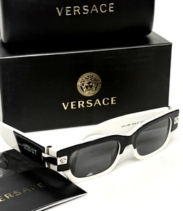VERSACE VE4465 545987 Top Black White Dark Grey 53 mm Men's Sunglasses - Picture 1 of 3