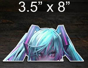 Hatsune Miku Vocaloid Fade Sad Peeker Premium Vinyl Sticker Car Decal  - Picture 1 of 1