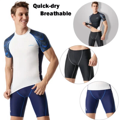 Traje de baño para hombre manga corta Top Shorts Rashguard Quik Dry Surf Traje de baño Foto 1 de 4
